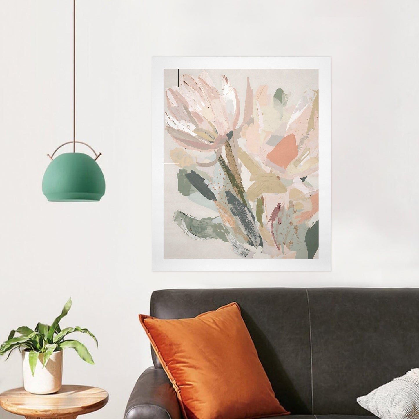 Abstract Floral Canvas Wall Art Print | Modern Minimalist Botanical Painting