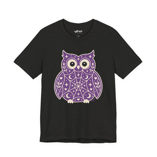 Enchanted Owl Halloween Graphic Tee | Vintage Woodland Owl T-Shirt - Purple 2XL