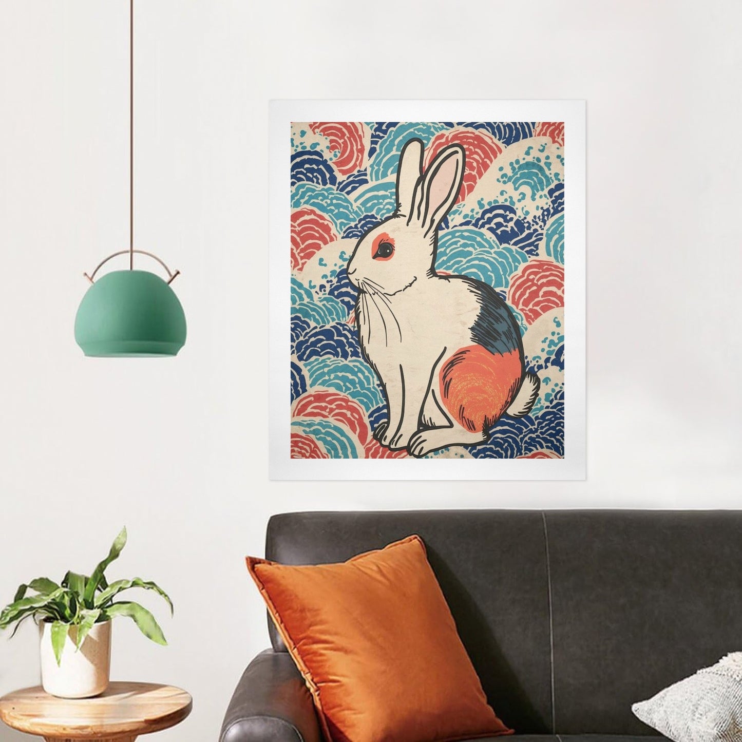 Vivid Rabbit – Japanese Ukiyo-e Inspired Canvas Wall Art Print