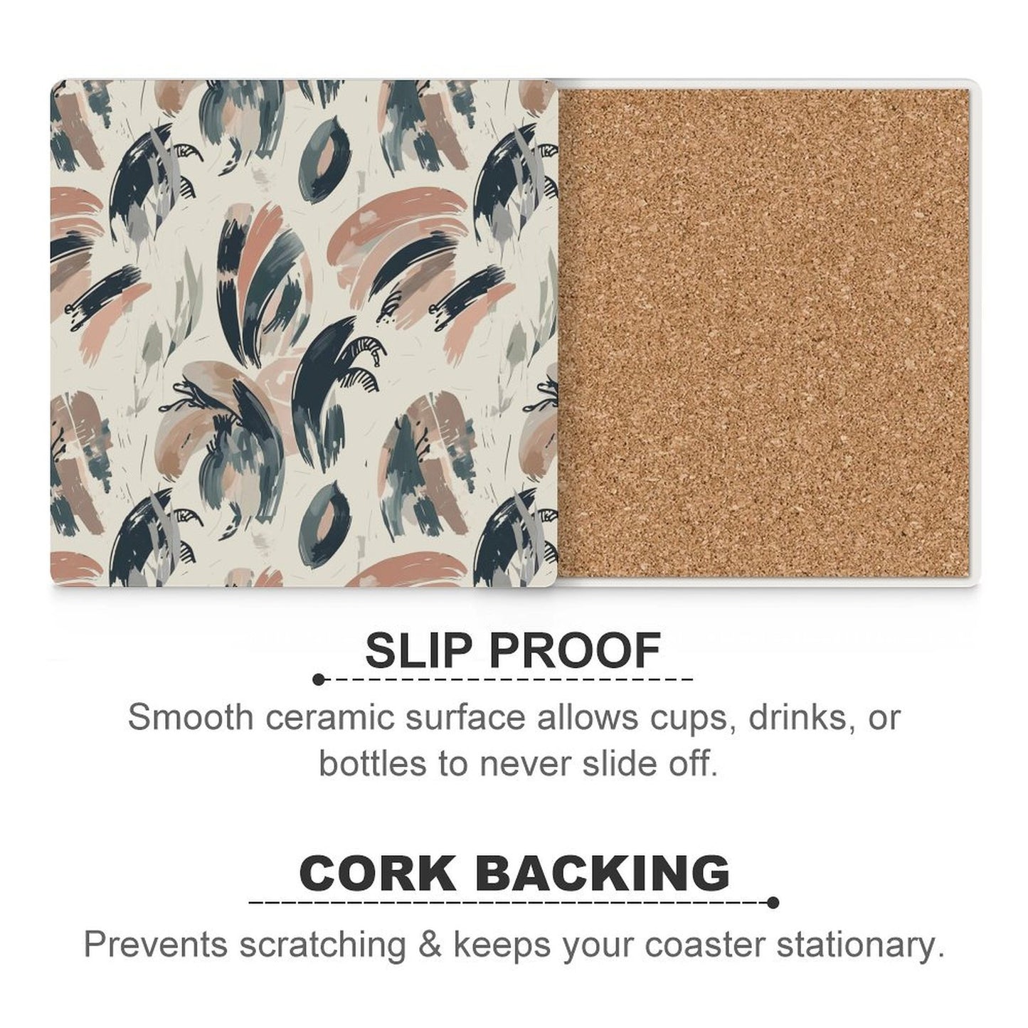 Earthbound Brush Abstract Ceramic Coasters (Set of 4 or 6)