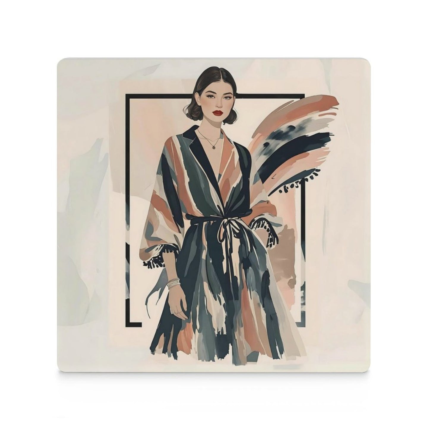Modern Muse Vintage Fashion Portrait Ceramic Coasters (Set of 4 or 6)