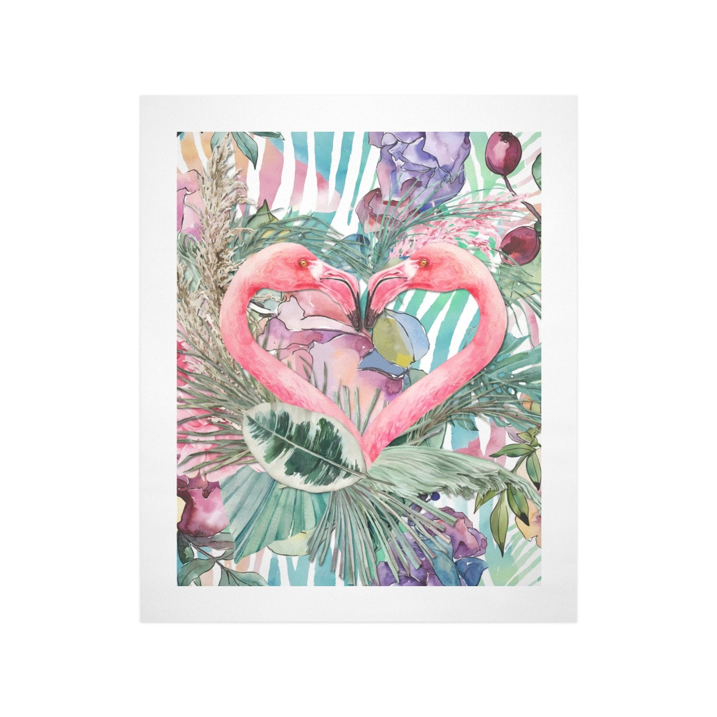 Flamingo Pair – Modern Tropical Canvas Wall Art Print 16"x20" (40 x 50cm)
