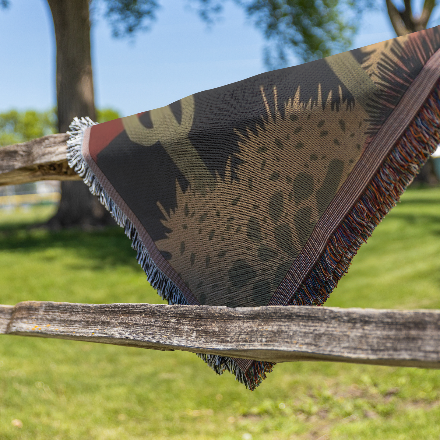 Desert Sunset Woven Blanket | Cactus Landscape Printed Throw | Boho Western Home Décor with Fringe Edge