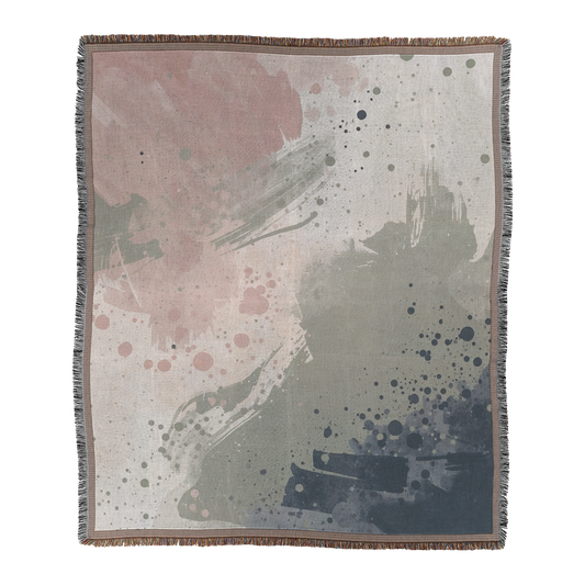 Abstract Watercolour Woven Throw Blanket, Neutral Brushstroke Default Title