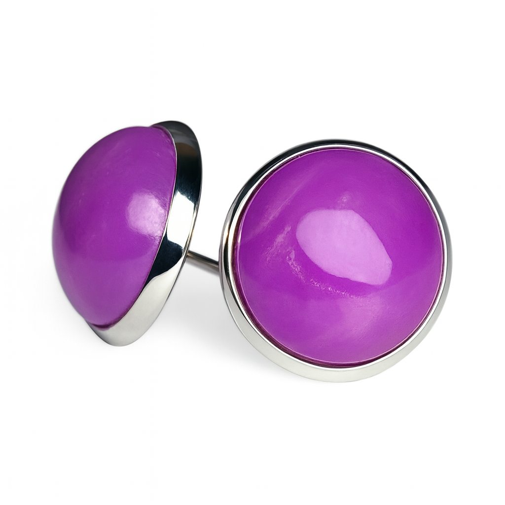 Purple Stud Earrings – Silver Tone Setting