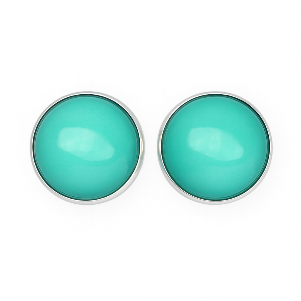 Turquoise Stud Earrings – Silver Tone Setting