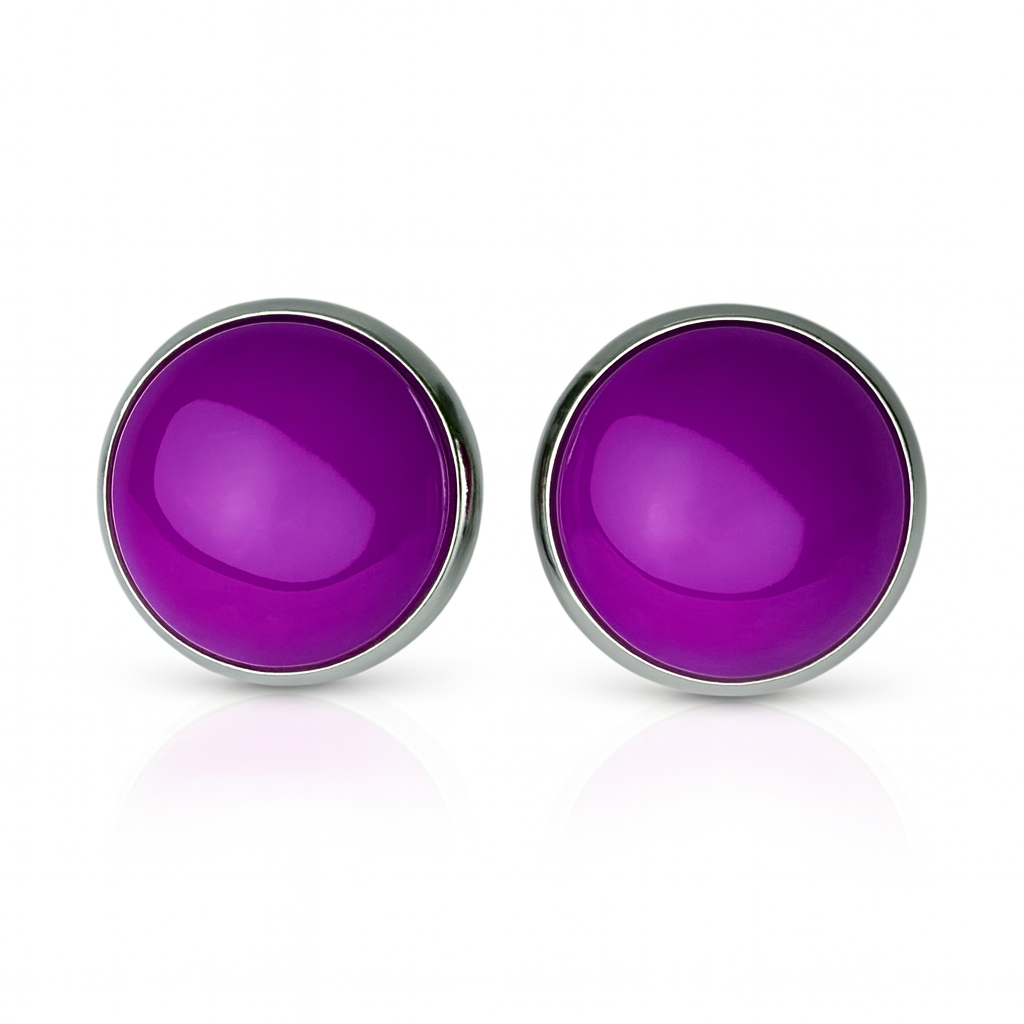 Purple Stud Earrings – Silver Tone Setting