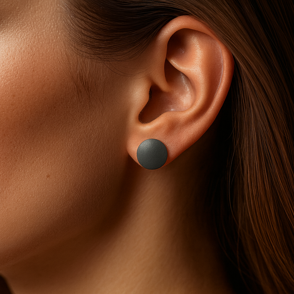 Leather Stud Earrings – Round Button Style, 14mm Handmade Jewellery