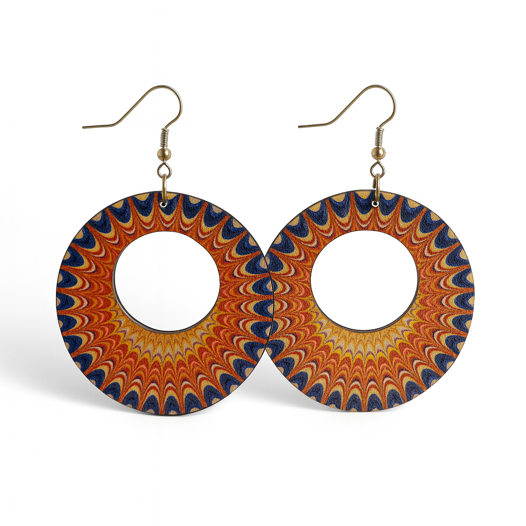 Boho Style Double Sided Wooden Earrings – Handmade Lightweight Jewellery