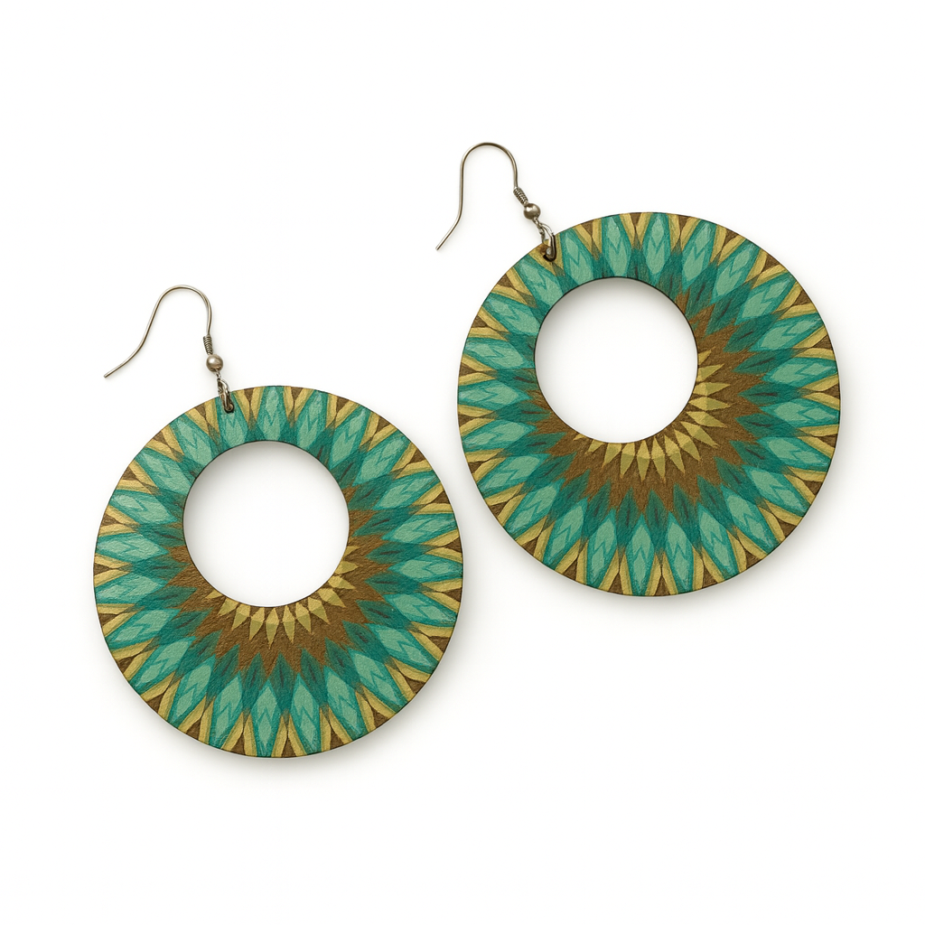Boho Style Double Sided Wooden Earrings – Handmade Lightweight Jewellery