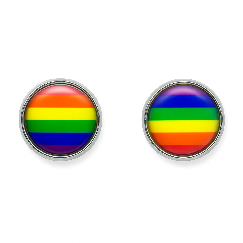 Rainbow Glass Dome Silver Stud Earrings | Handmade