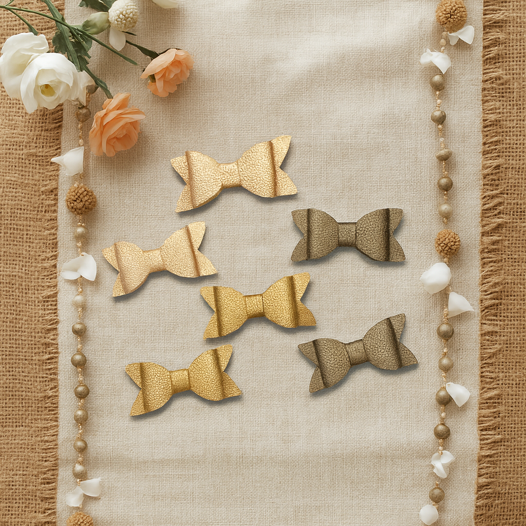 Metallic Pebble PU Leather Hair Bows | Alligator Clips (2 pack)