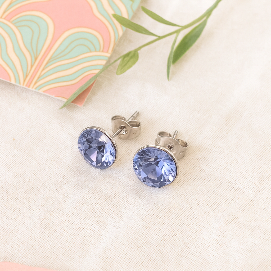 Crystal Stud Earrings – Stainless Steel with Pointed-Back Glass Crystals