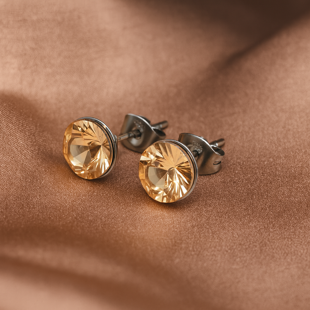Crystal Stud Earrings – Stainless Steel with Pointed-Back Glass Crystals