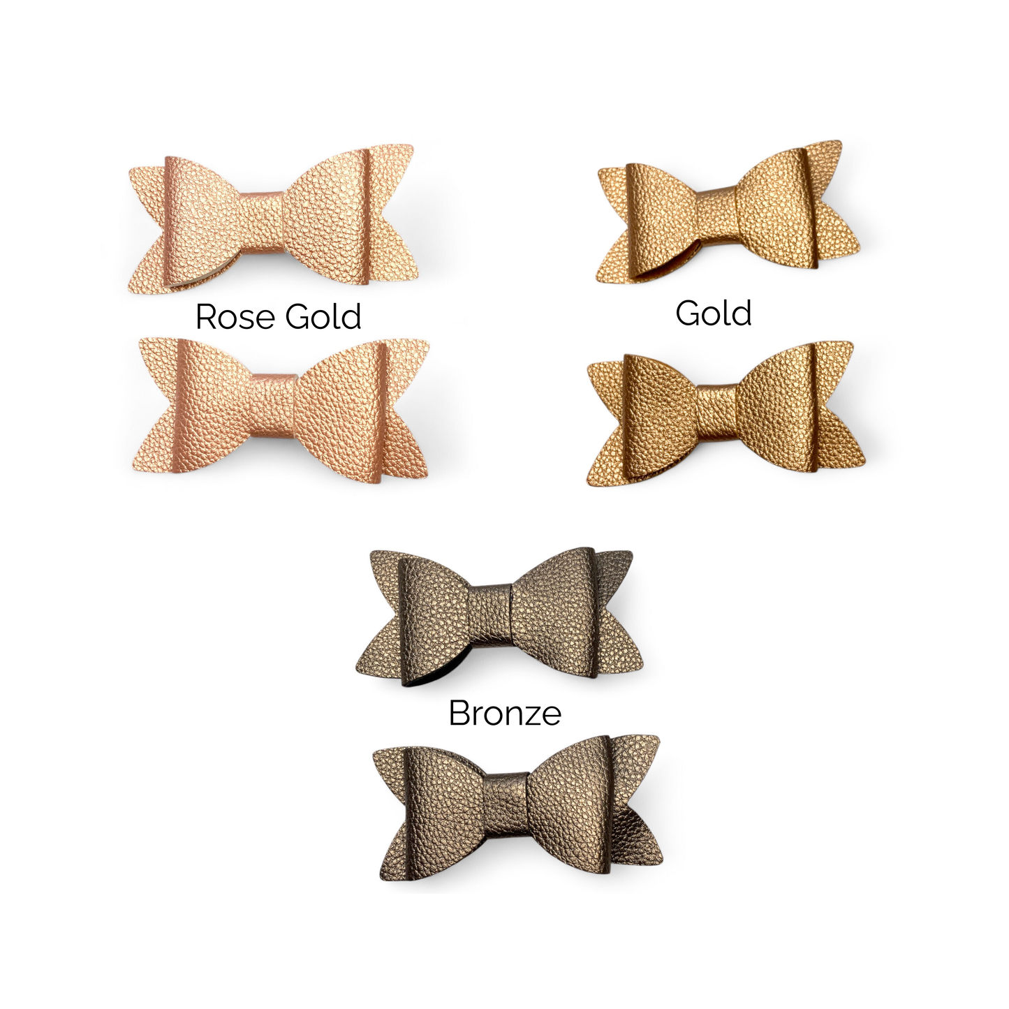 Metallic Pebble PU Leather Hair Bows | Alligator Clips (2 pack)