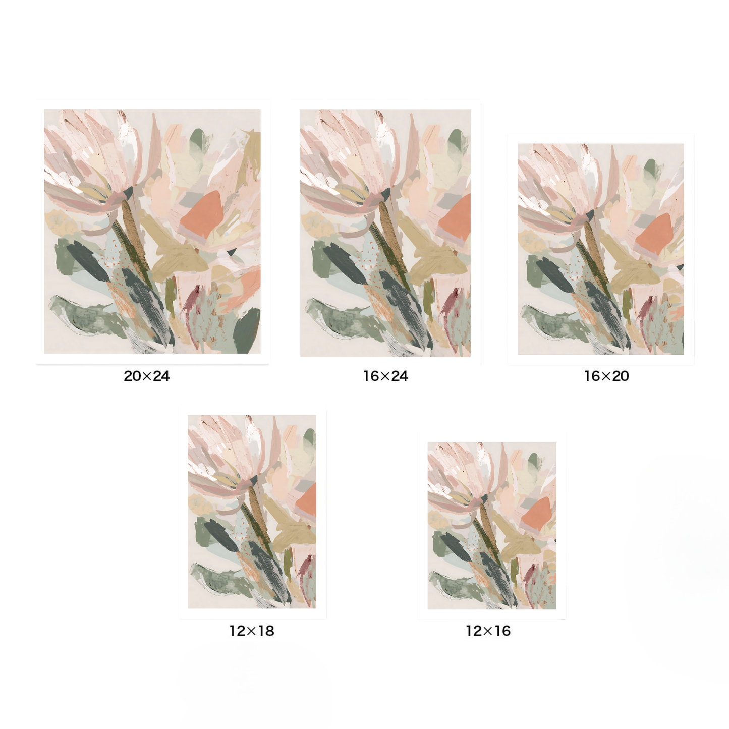 Abstract Floral Canvas Wall Art Print | Modern Minimalist Botanical Painting