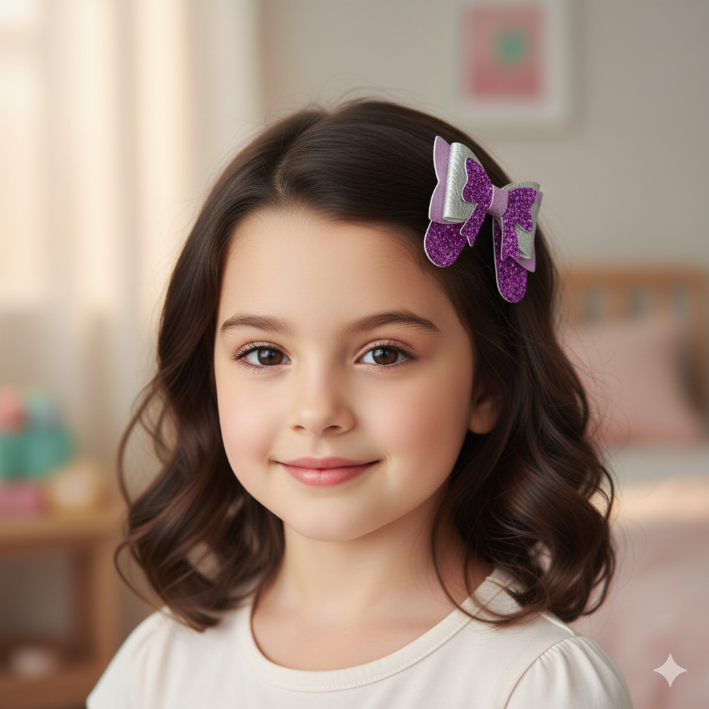 Glitter PU Leather Hair Bow | Pebble & Glitter Design