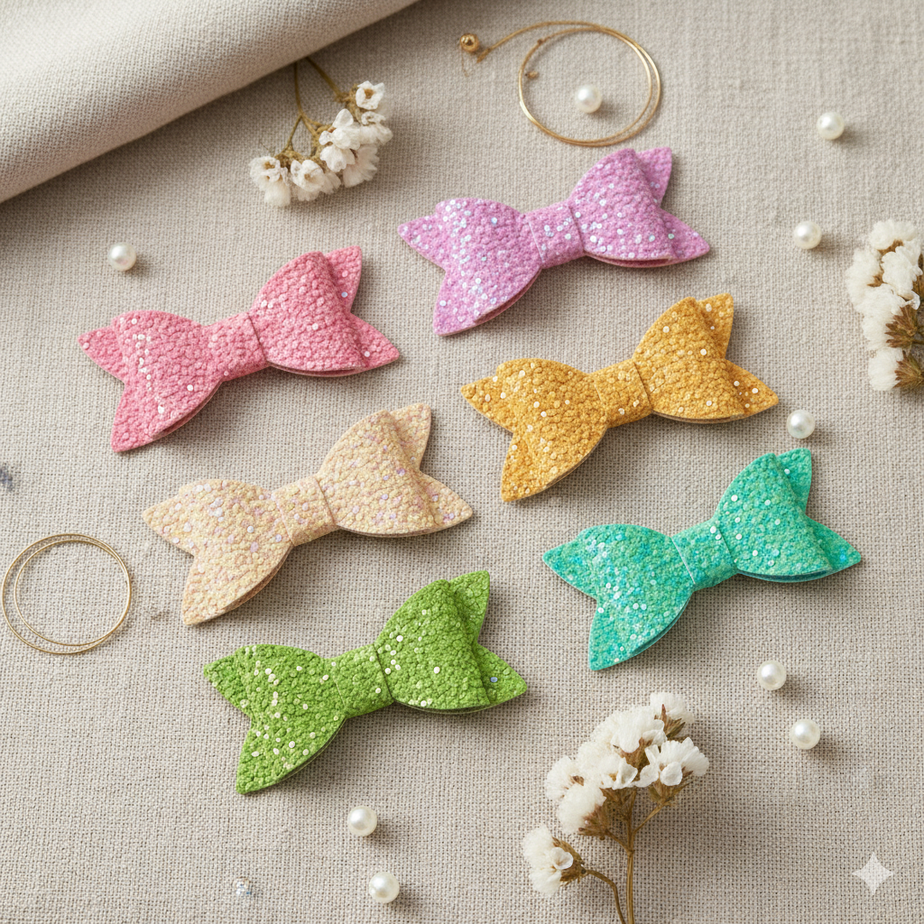 Glitter PU Leather Hair Clips – Alligator Clip Set (2 Pack)