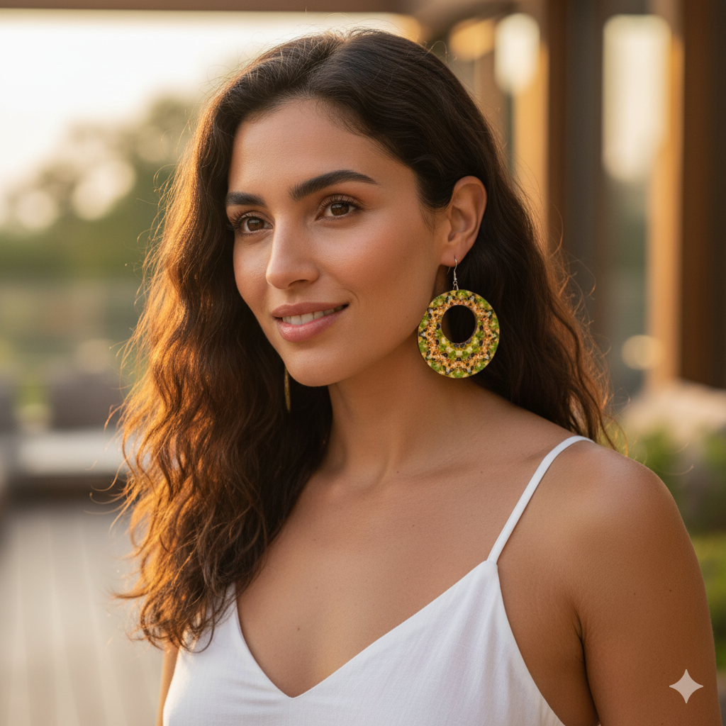 Boho Style Double Sided Wooden Earrings – Handmade Lightweight Jewellery