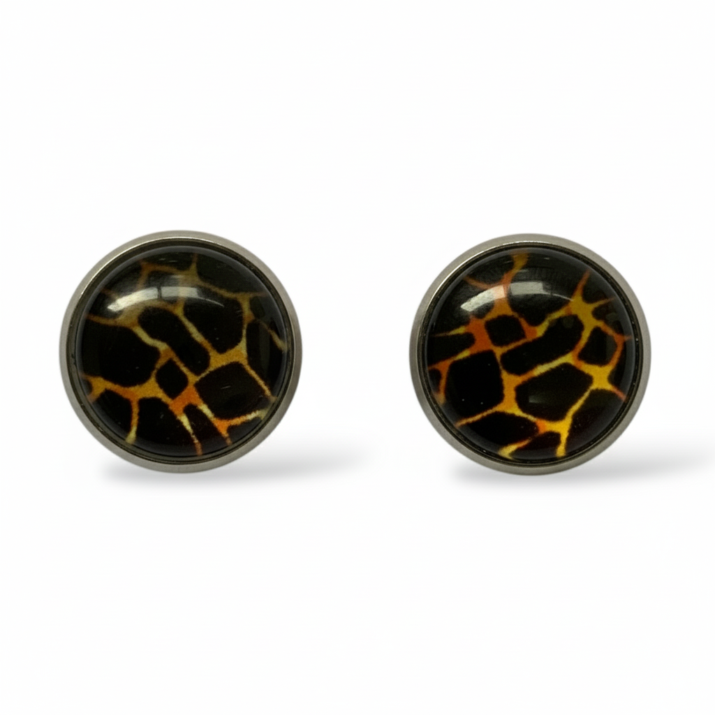 Animal Print Stud Earrings – Rhodium Plated Silver Colour, Everyday Jewellery Lizard