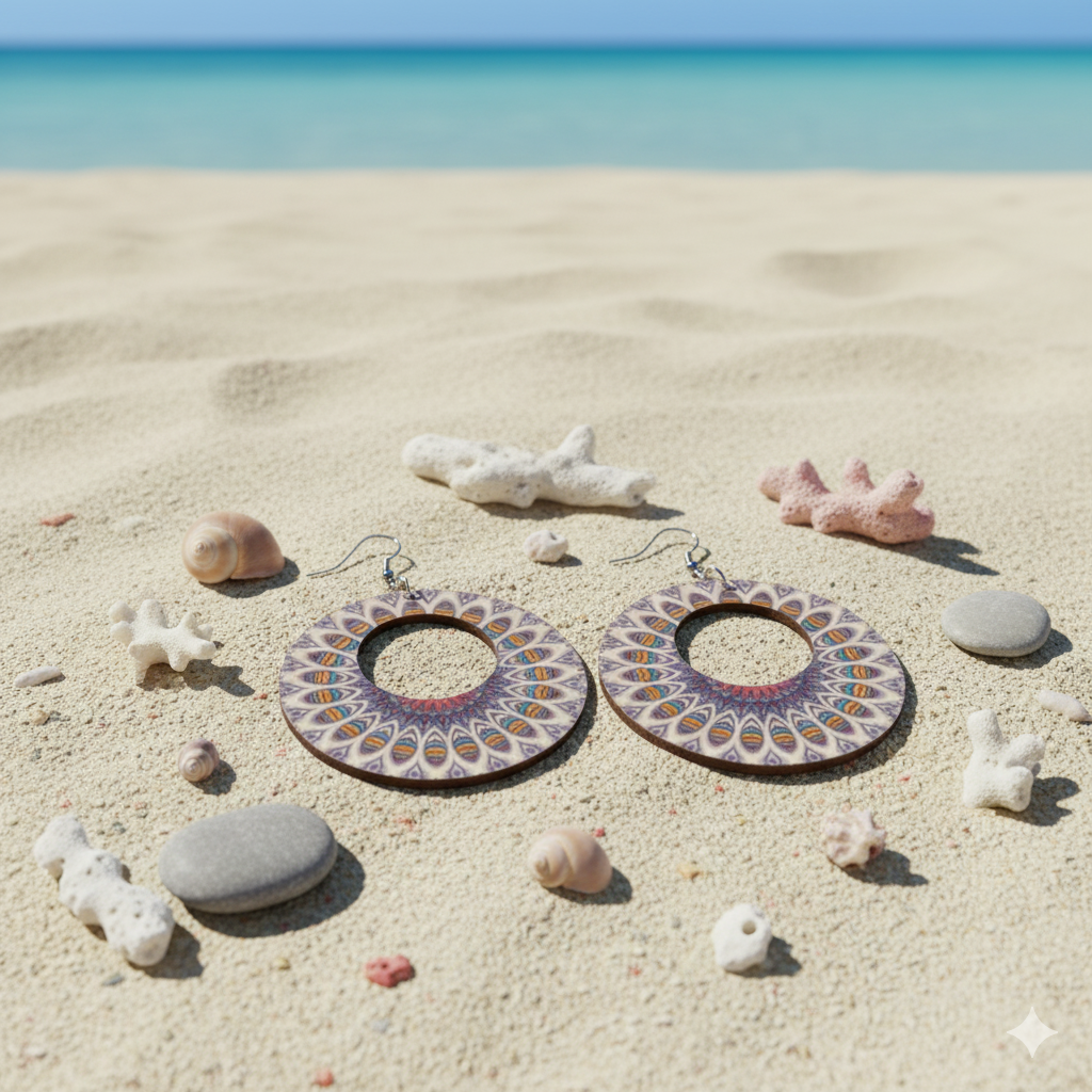 Boho Style Double Sided Wooden Earrings – Handmade Lightweight Jewellery