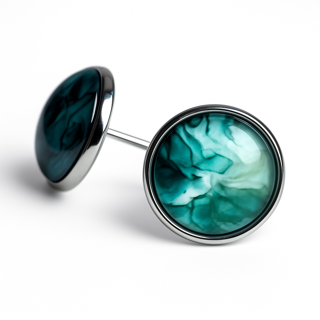 Colourful Watercolour Stainless Steel Stud Earrings Jade