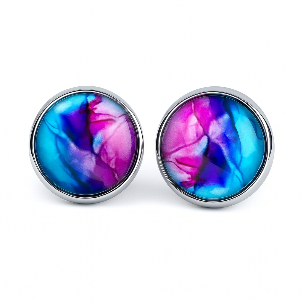 Colourful Watercolour Stainless Steel Stud Earrings