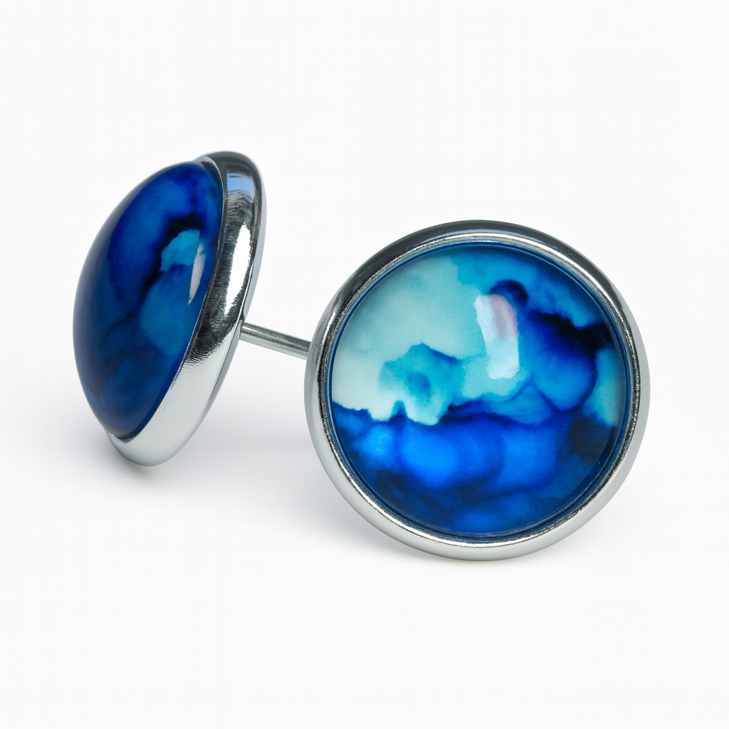 Colourful Watercolour Stainless Steel Stud Earrings