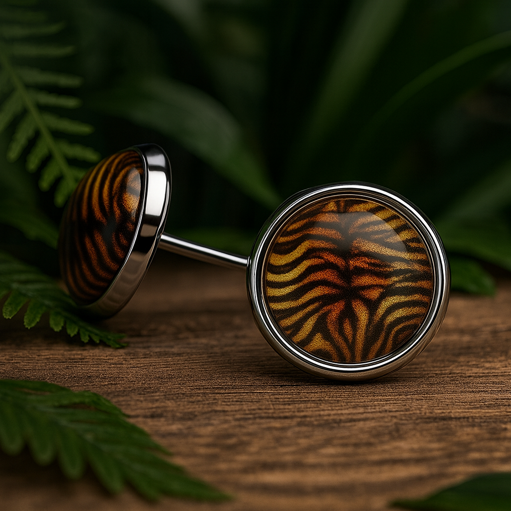 Wild Animal Print Round Dome Stainless Steel Stud Earrings