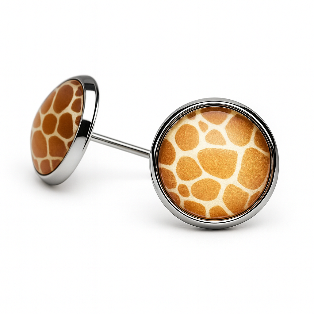 Wild Animal Print Round Dome Stainless Steel Stud Earrings