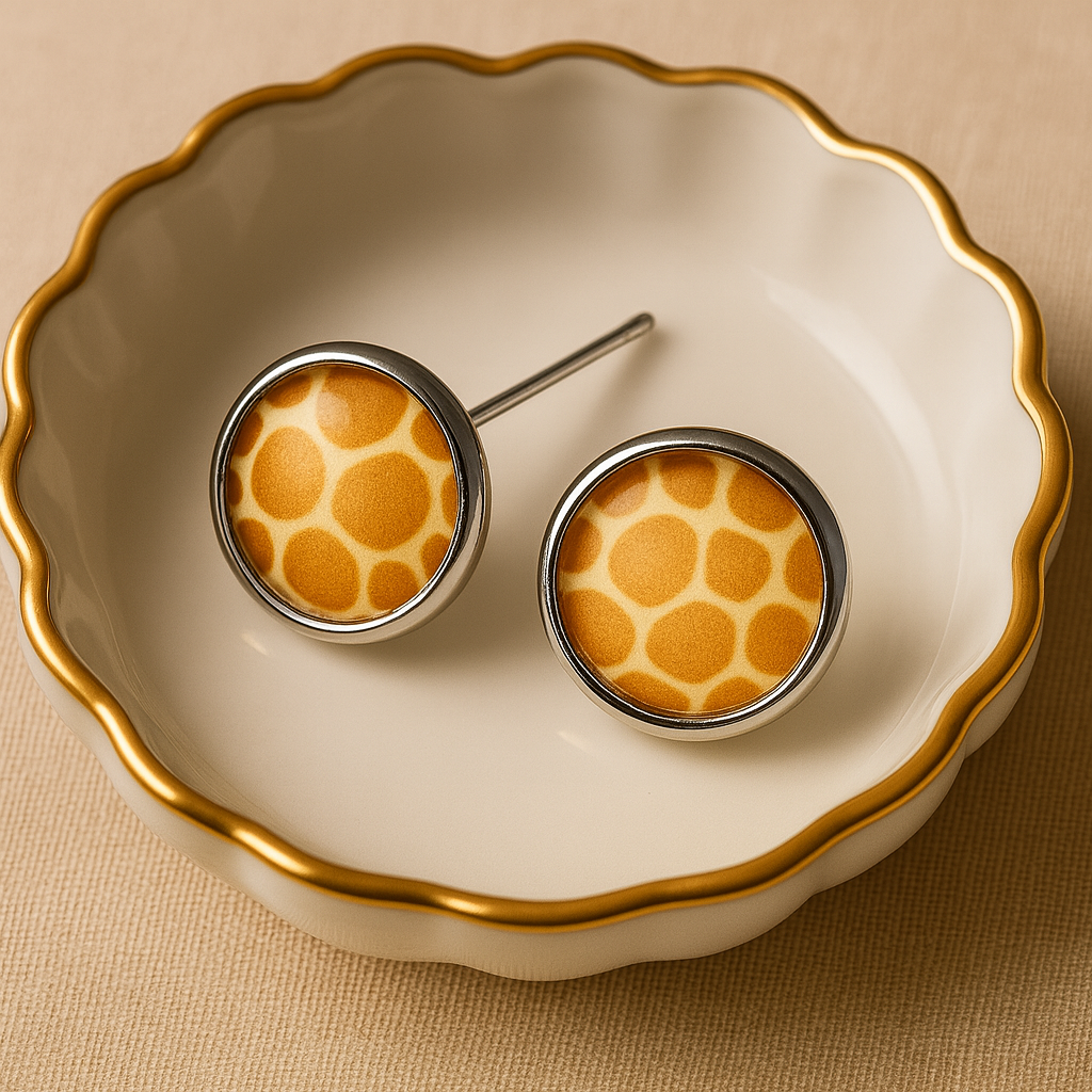 Wild Animal Print Round Dome Stainless Steel Stud Earrings