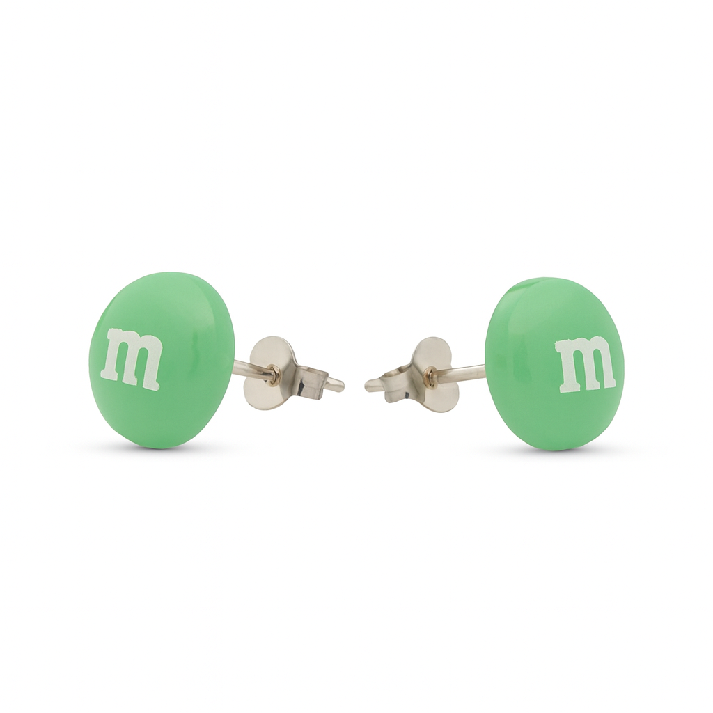 Colourful Resin Stud Earrings M&M Logo Handmade Fun Jewellery Gift | 14mm