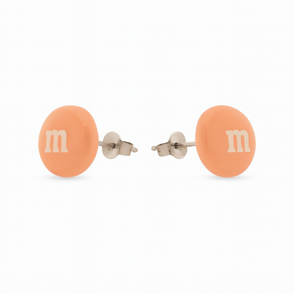 Colourful Resin Stud Earrings M&M Logo Handmade Fun Jewellery Gift | 14mm