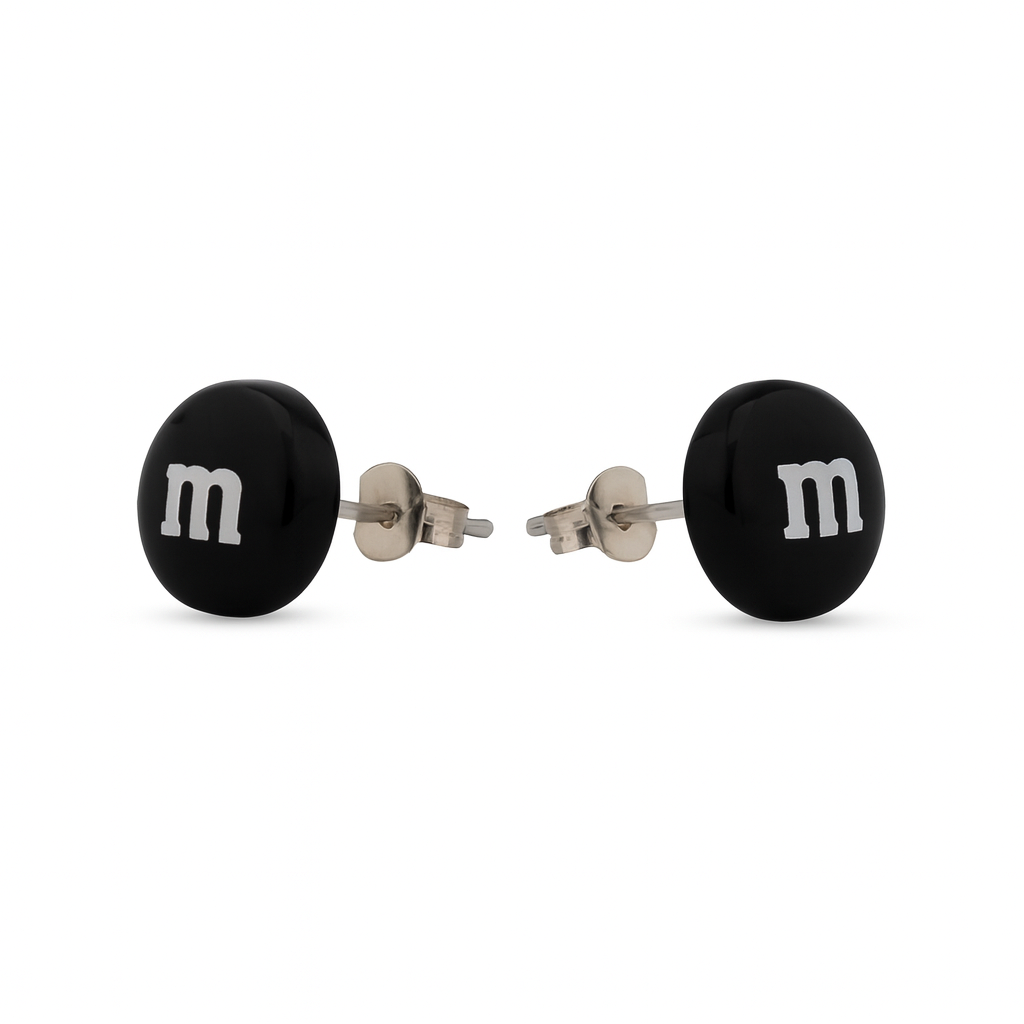 Colourful Resin Stud Earrings M&M Logo Handmade Fun Jewellery Gift | 14mm