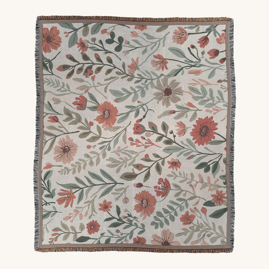 Rustic Wildflower Woven Throw Blanket, Cottagecore Floral Design Default Title