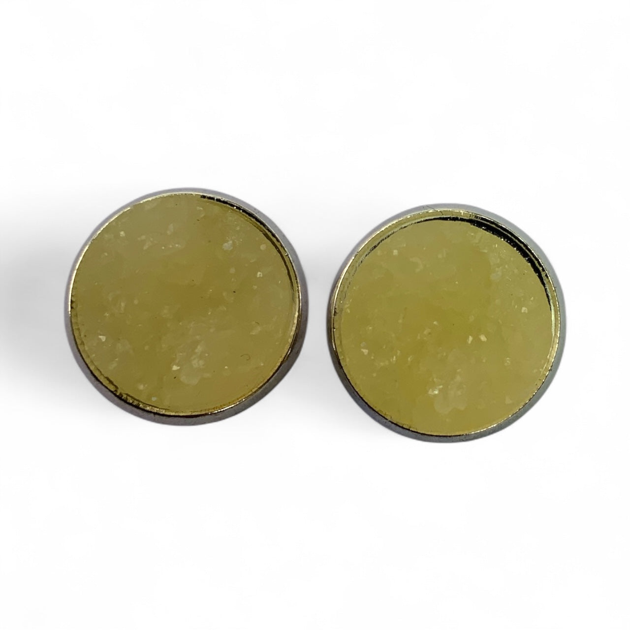 Sparkly Druzy Silver Stud Earrings Lightweight Resin, Multiple Colours White