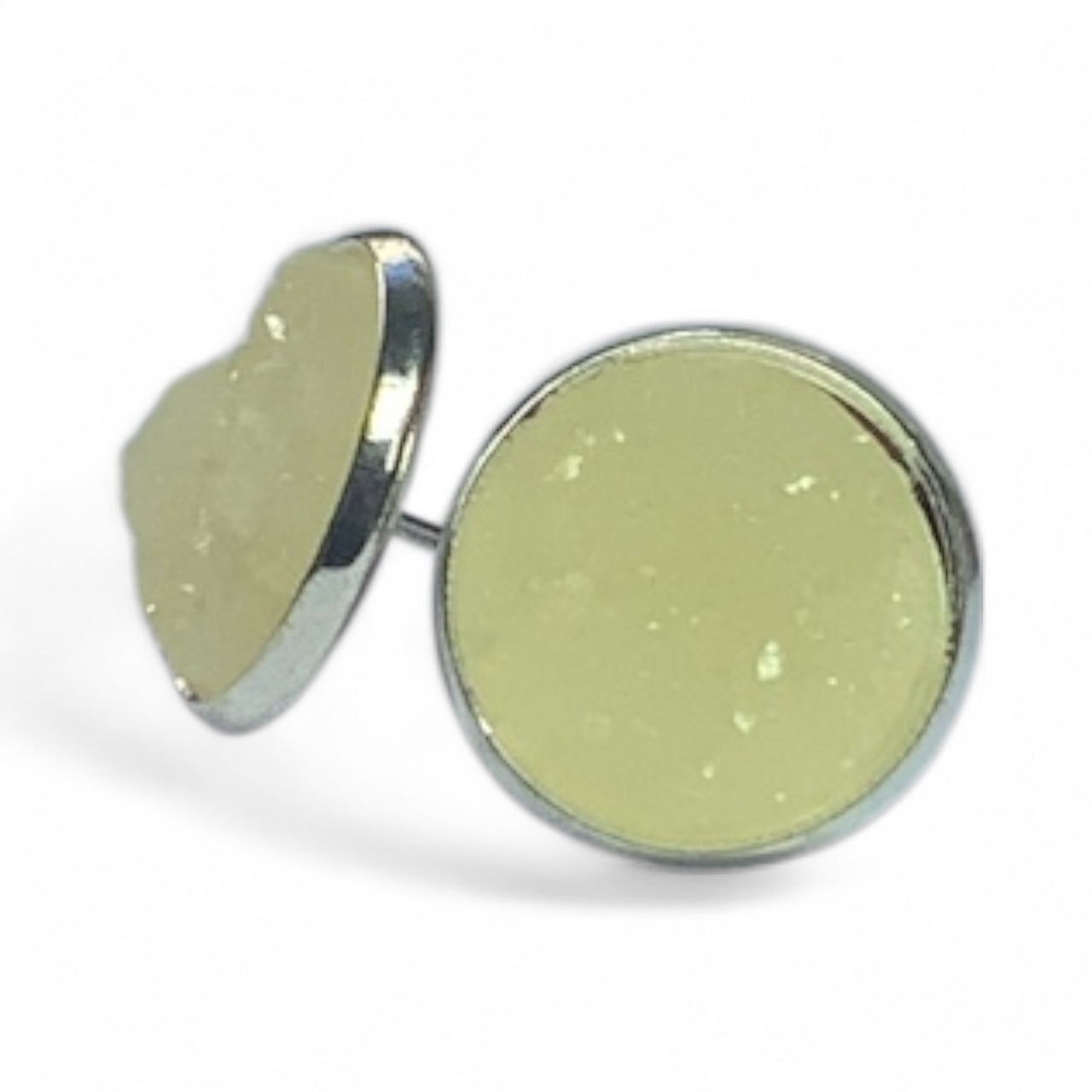 Sparkly Druzy Silver Stud Earrings Lightweight Resin, Multiple Colours