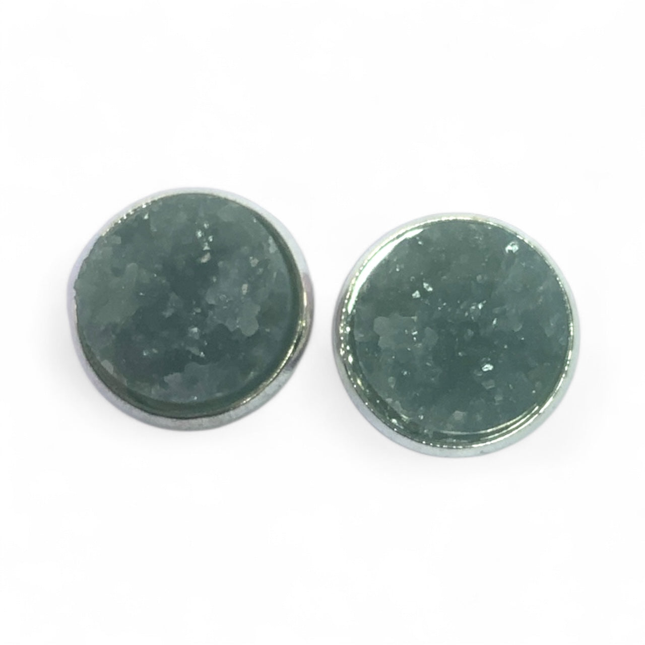 Sparkly Druzy Silver Stud Earrings Lightweight Resin, Multiple Colours Grey