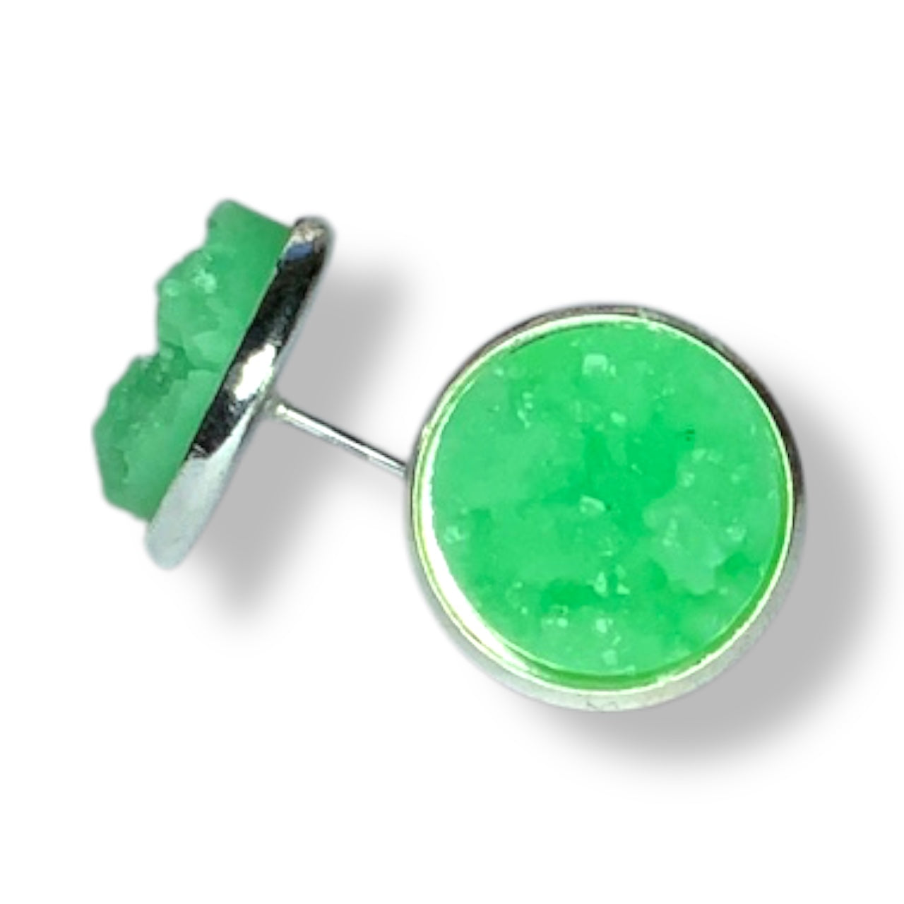 Sparkly Druzy Silver Stud Earrings Lightweight Resin, Multiple Colours