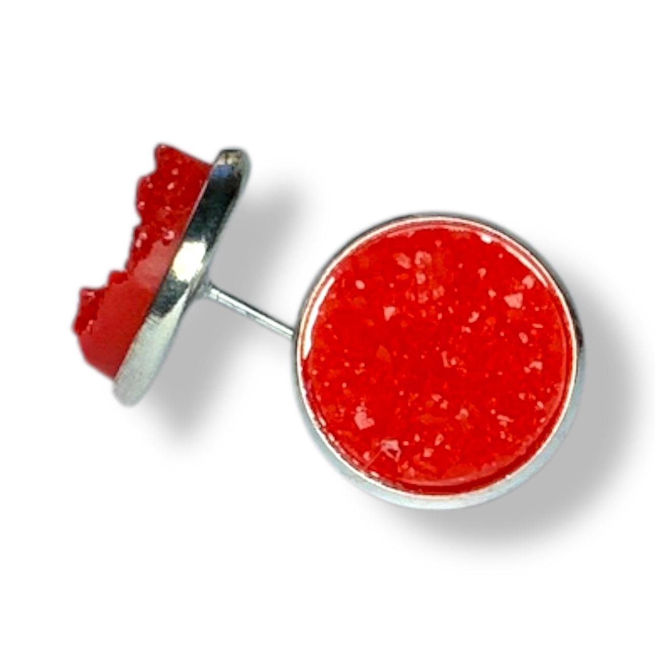 Sparkly Druzy Silver Stud Earrings Lightweight Resin, Multiple Colours