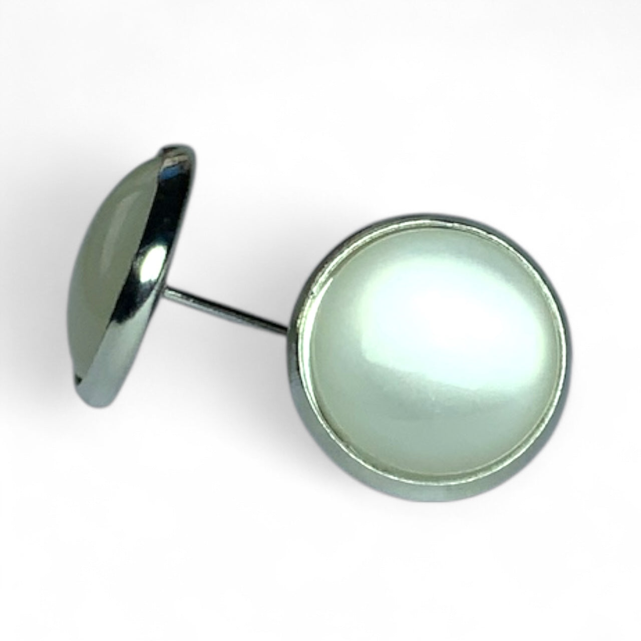 Glossy Shiny Dome Resin Silver Stud Earrings - Multiple Colours