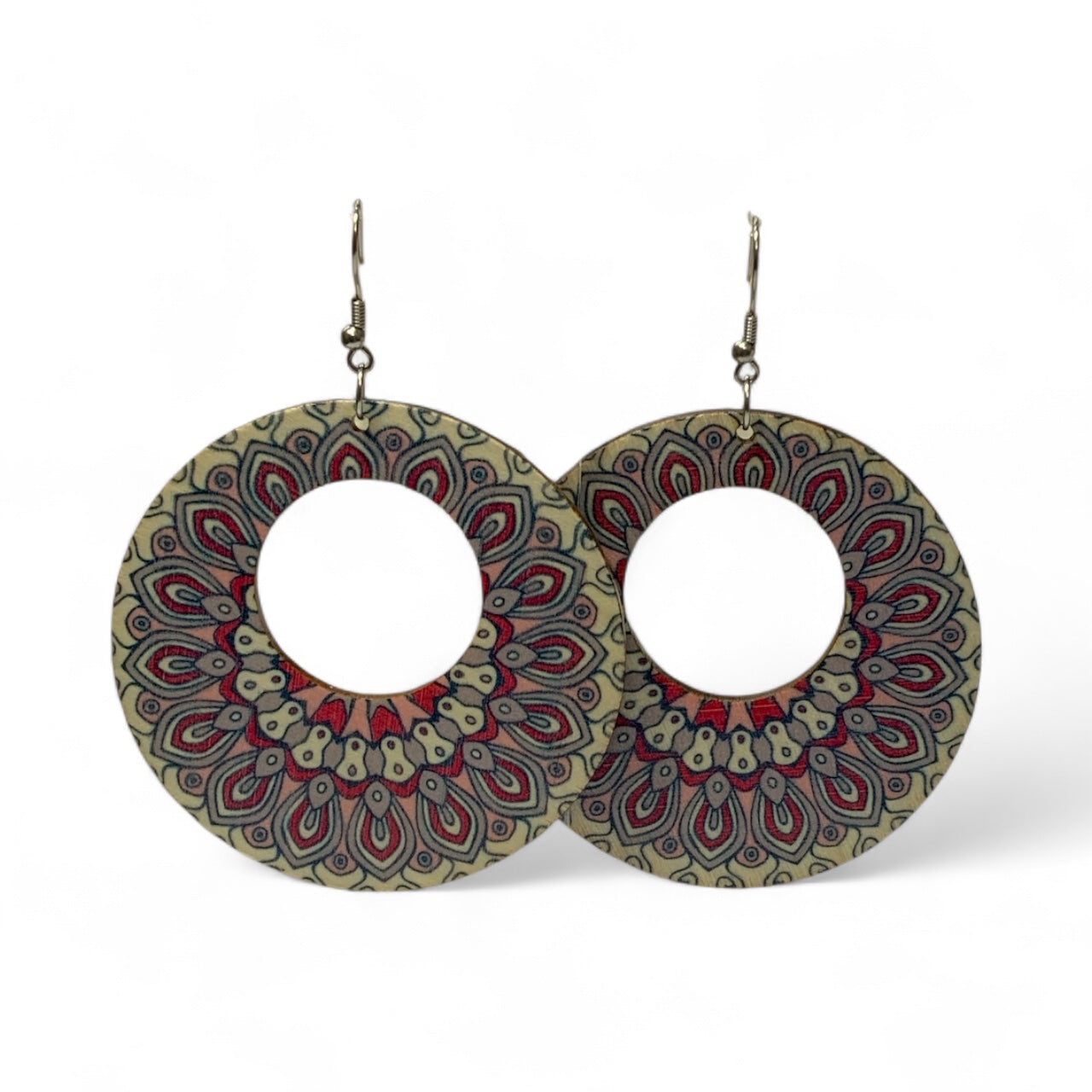 Boho Style Double Sided Wooden Earrings – Handmade Lightweight Jewellery Style 9