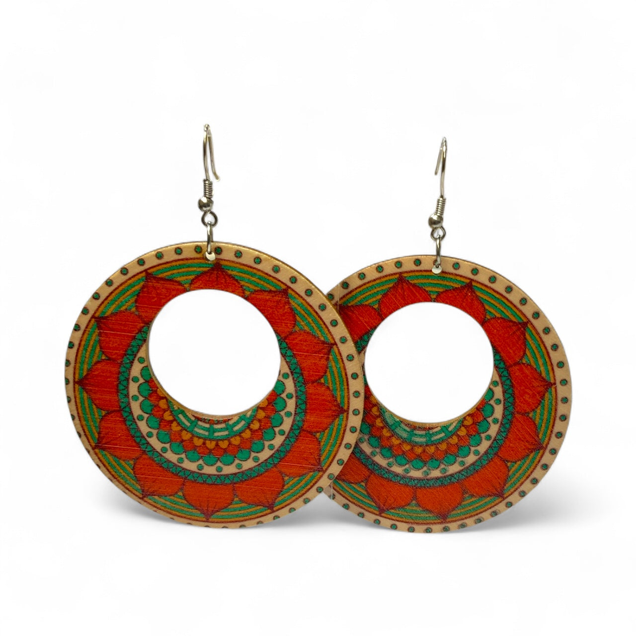 Boho Style Double Sided Wooden Earrings – Handmade Lightweight Jewellery