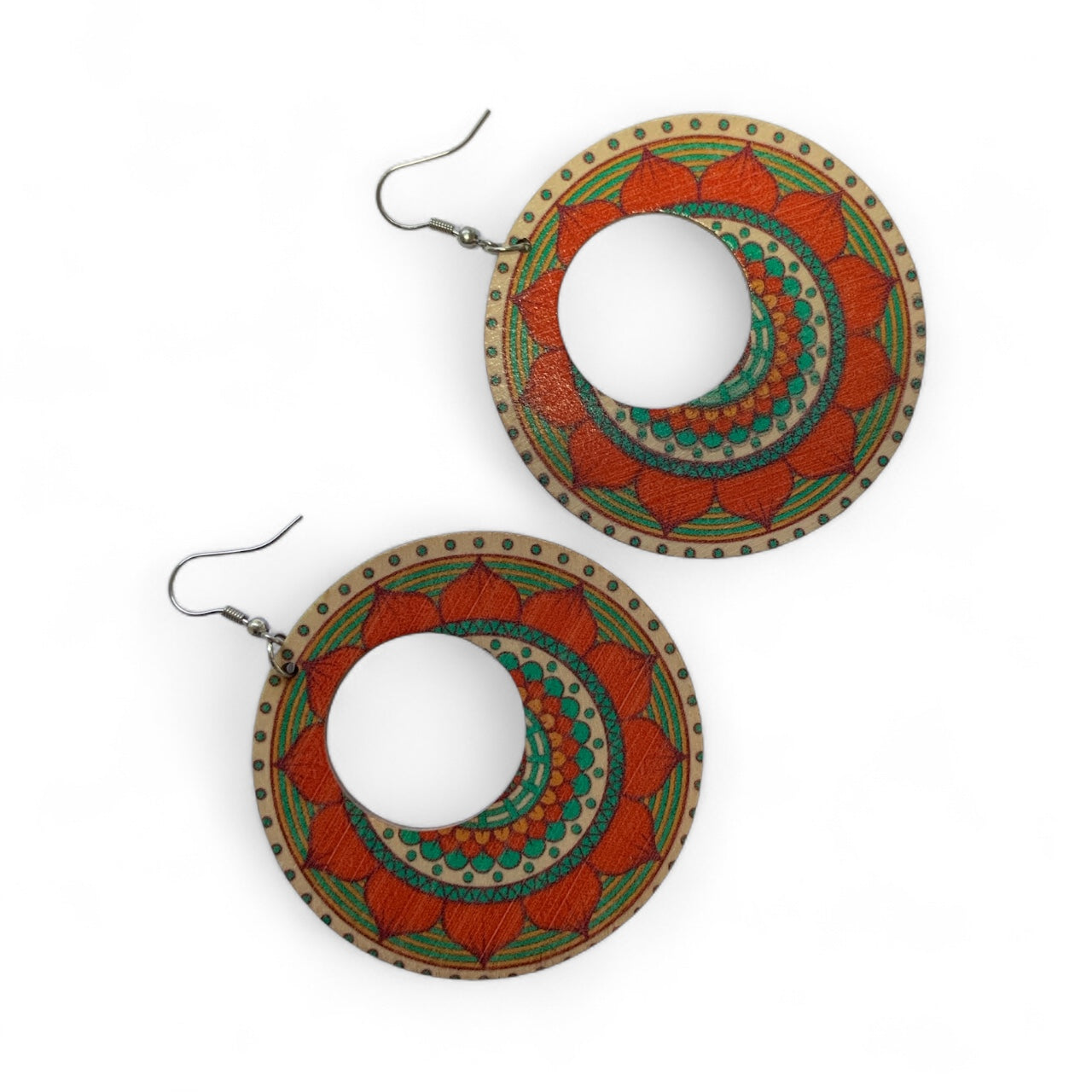 Boho Style Double Sided Wooden Earrings – Handmade Lightweight Jewellery