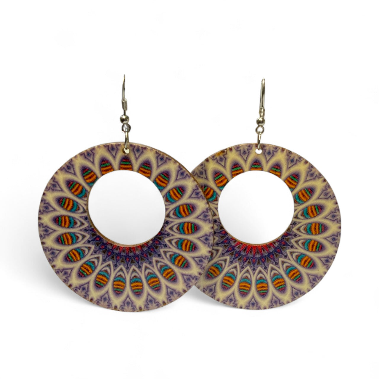 Boho Style Double Sided Wooden Earrings – Handmade Lightweight Jewellery Style 1