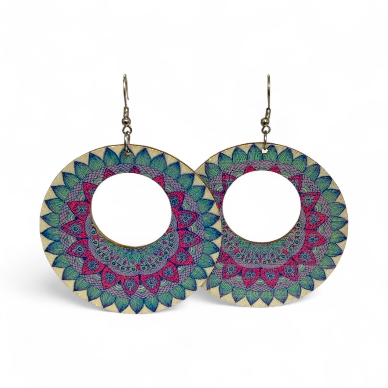 Boho Style Double Sided Wooden Earrings – Handmade Lightweight Jewellery Style 7