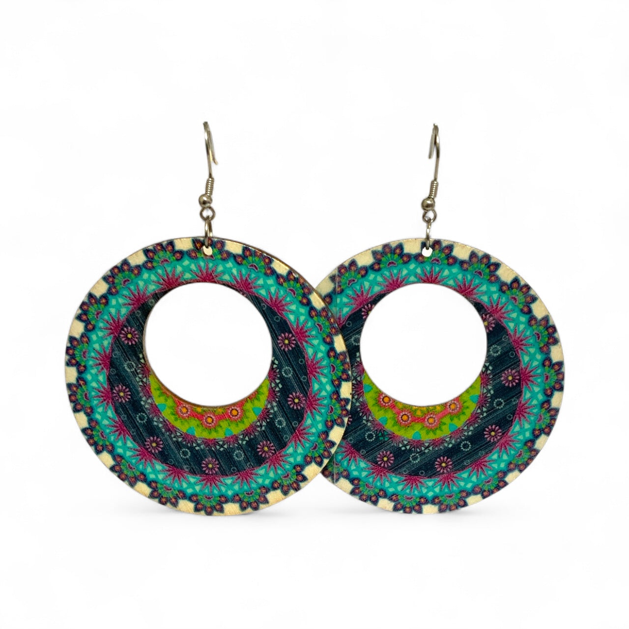Boho Style Double Sided Wooden Earrings – Handmade Lightweight Jewellery Style 5