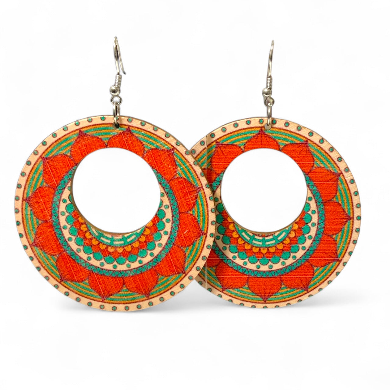 Boho Style Double Sided Wooden Earrings – Handmade Lightweight Jewellery Style 4