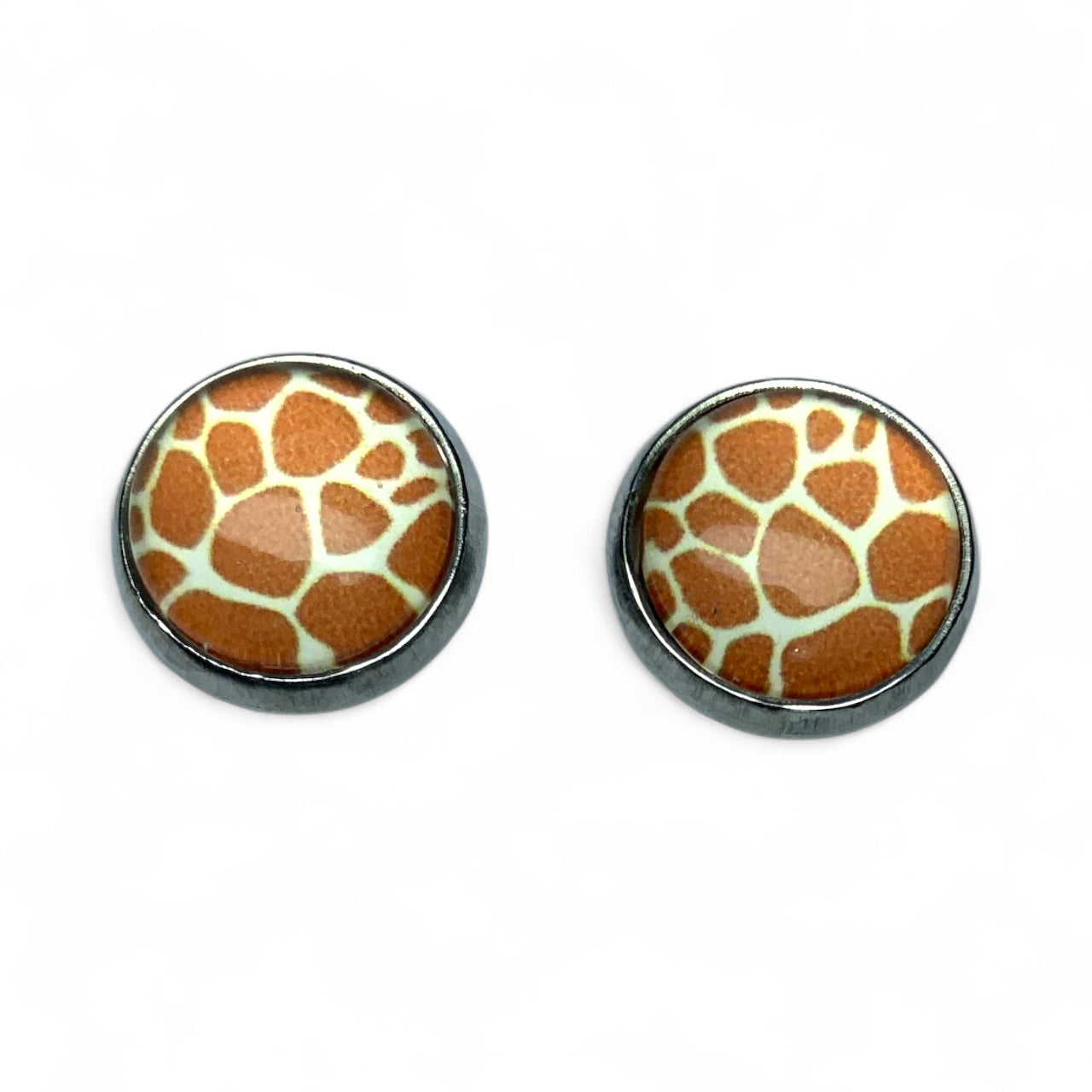 Wild Animal Print Round Dome Stainless Steel Stud Earrings