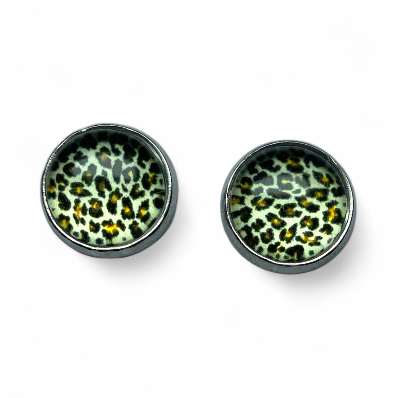 Wild Animal Print Round Dome Stainless Steel Stud Earrings